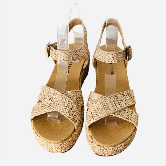 Lucky Brand Wagoo Beige Woven/Raffia Platform Wedges Size 8M - Picture 11 of 14